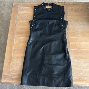 Saint Lauren YSL (Heidi Slimane) Studded Leather Shift Dress - REAL LEATHER